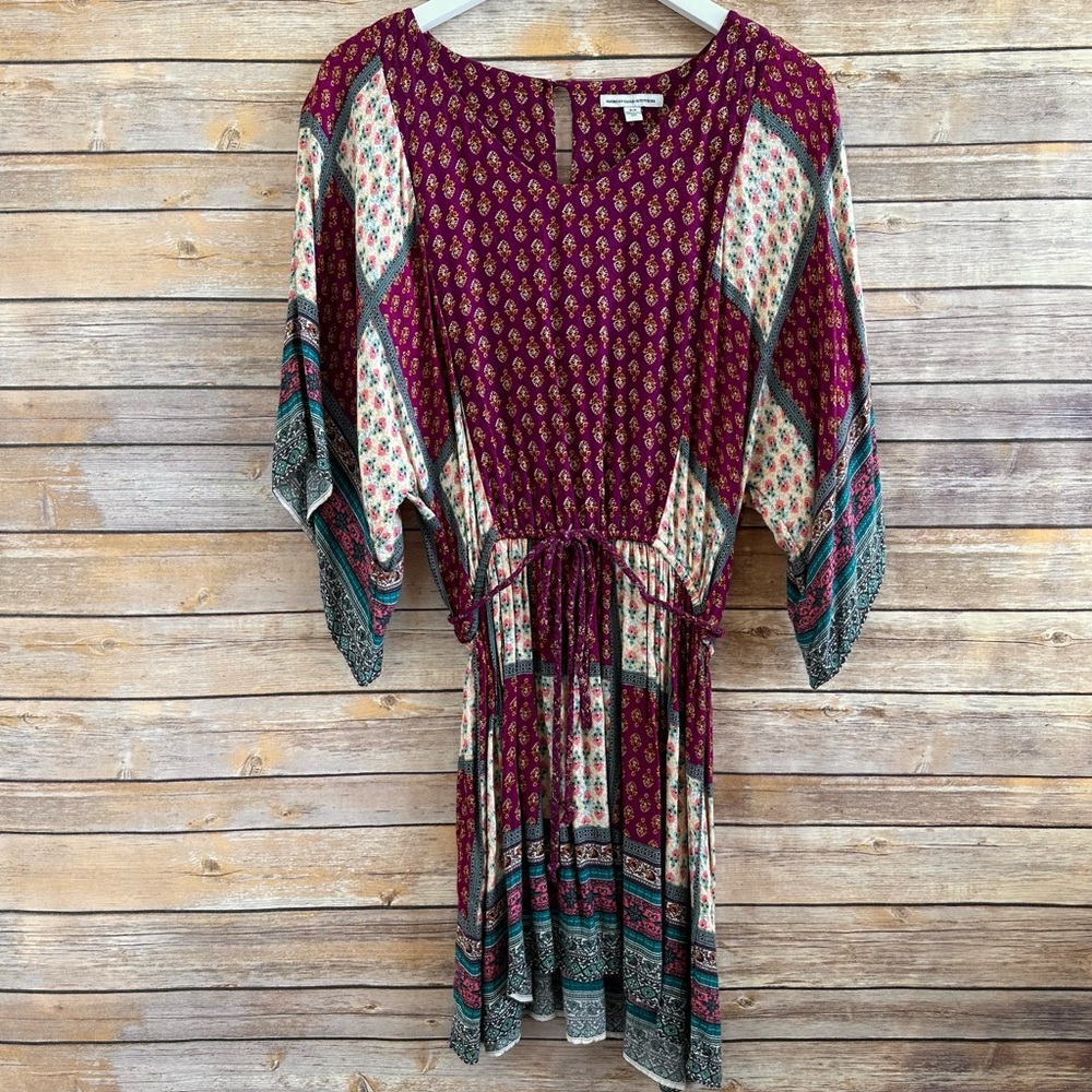 American Eagle Boho Patchwork Multi Print Mini Dr… - image 1